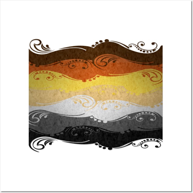 Fancy Swooped and Swirled Gay Bear Pride Flag Background Wall Art by LiveLoudGraphics